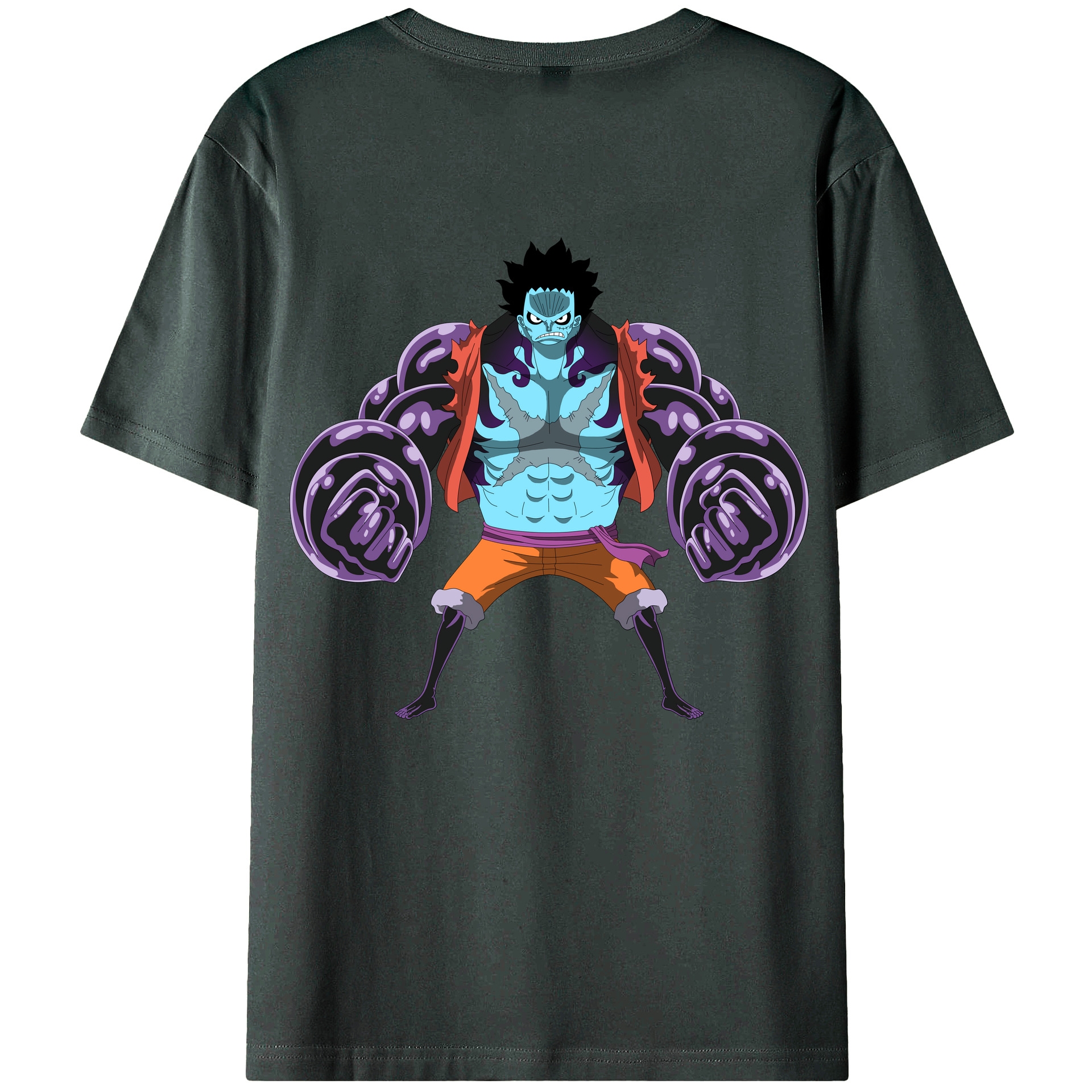 ワンピース モンキー・D・ルフィ ONE PIECE Monkey D. Luffy 綿100％ メンズ半袖Tシャツ（バックプリント） 通気性